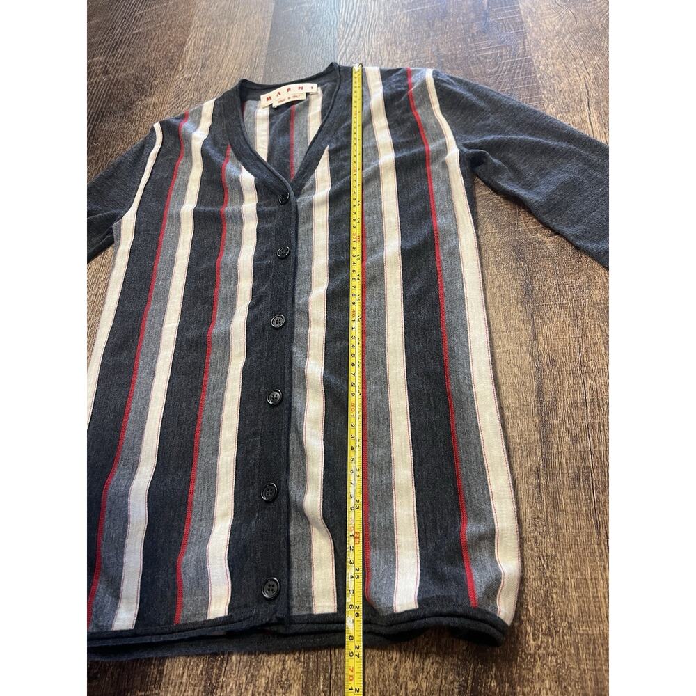 Marni Small Gray Striped Wool LS Cardigan Italy Size 40 Small - Picture 6 of 6